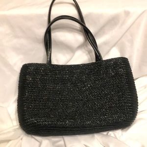 Mini Land's End Black Rattan Purse